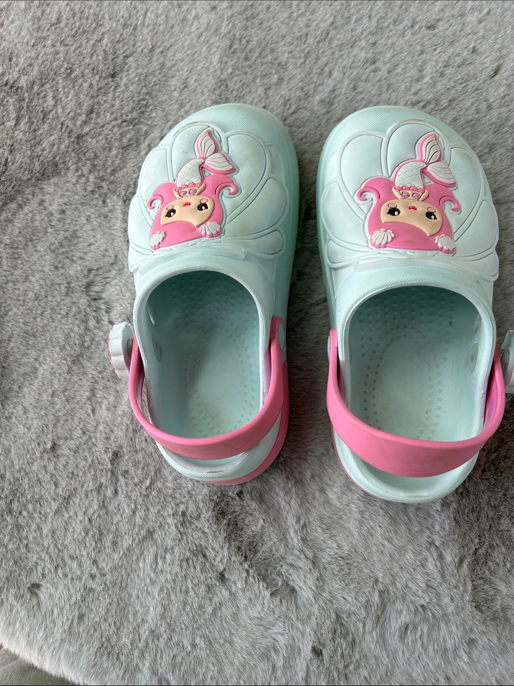 Kids Mint and Pink Mermaid Clog Sandals